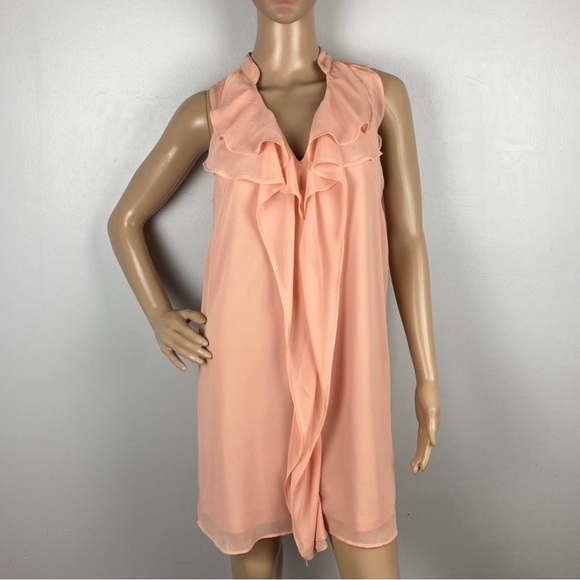 NEW BCBGMAXAZRIA PINK RUFFLE MINI DRESS - Picture 2 of 7